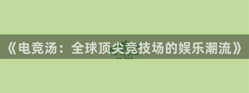JJB电竞官方网站：《电竞汤：全球顶尖竞技场的娱乐潮流》
